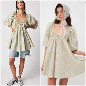 NWT For Love & Lemons Merian Mini Dress Tunic Floral Babydoll Cottagecore size S
